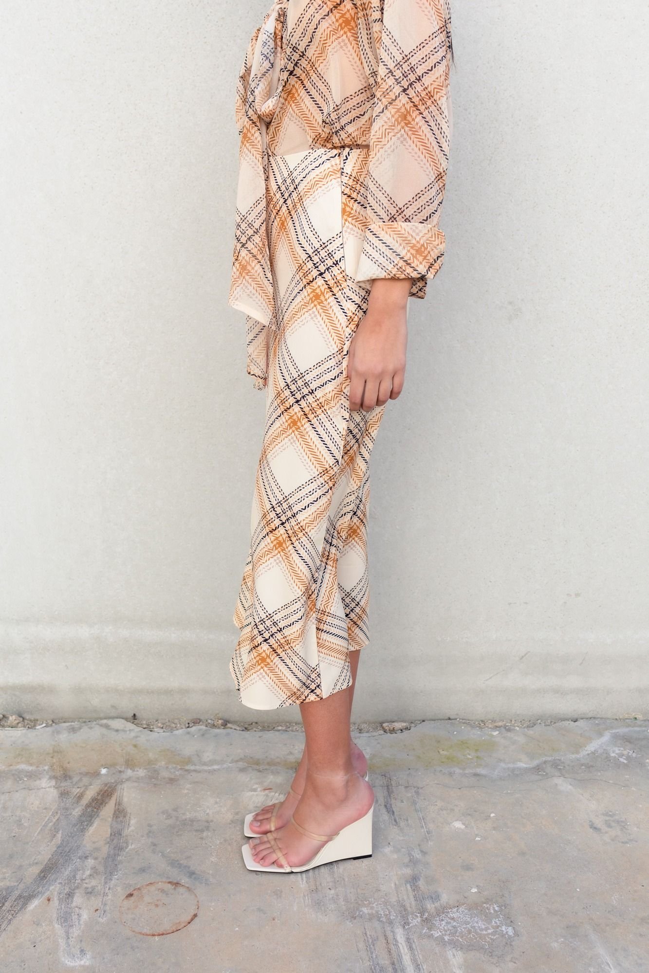 Falda estampada cuadros - Beige - Imagen 9