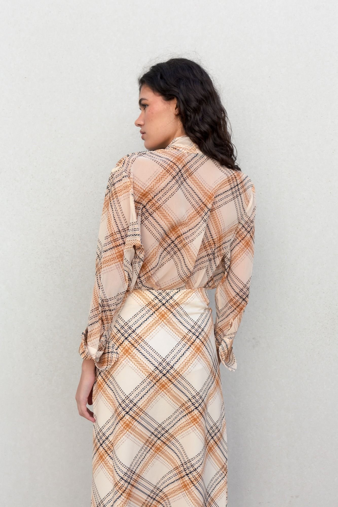 Falda estampada cuadros - Beige - Imagen 11