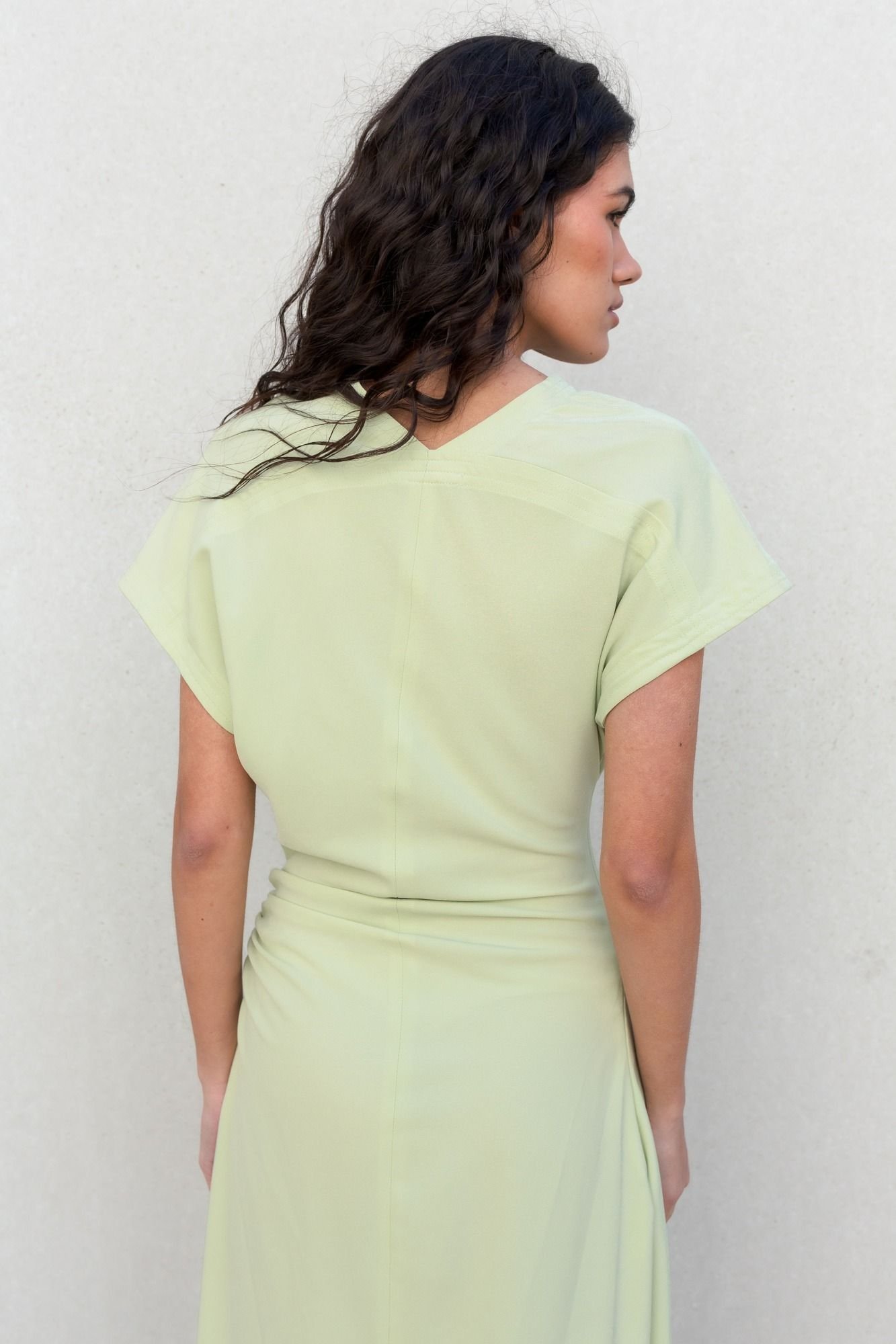 Vestido midi frunces - Verde - Imagen 9