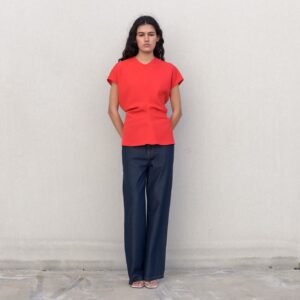 Blusa frunce color rojo