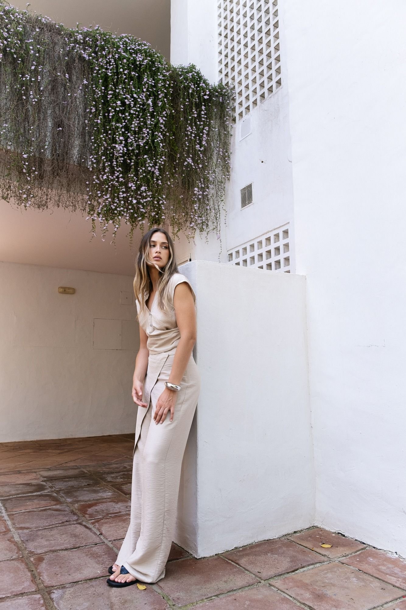 Pantalón fluido pareo - Beige - Imagen 5